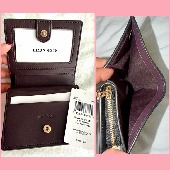 👑✅PRICE FIRM✅COACH Black Pebbled Leather & Gold Studded Bag Wallet Set. NWOT - Picture 13 of 17